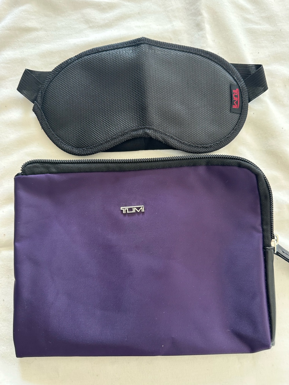 Tumi Purple Travel Pouch Case with Silver Logo